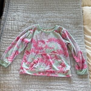 Girls Wonder Nation Tie-Dye Pullover Sweatshirt in Pink & Mint